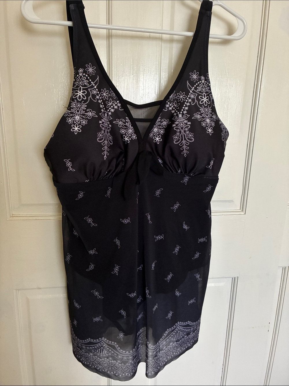 Black Embroidered print Women's Swimdress